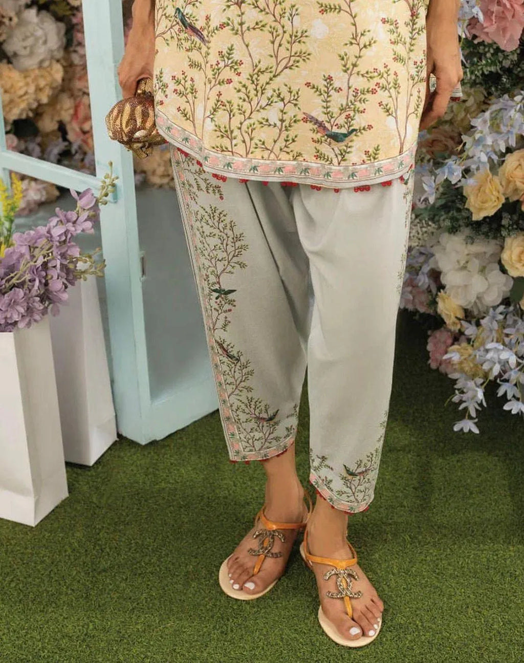 2 Pcs Women's Stitched Swiss Lawn Printed Shirt And Trouser