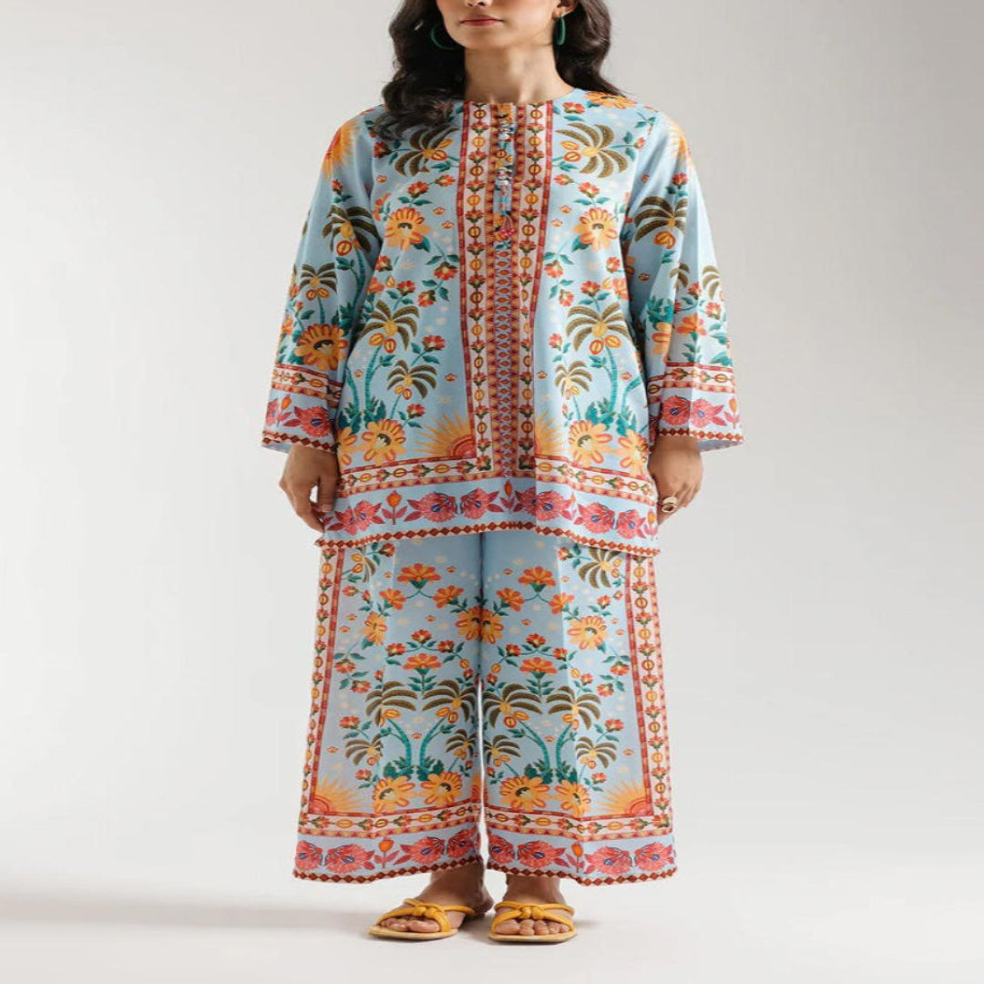 3 Pcs Women's Stitched Katan Silk Screen Printed Maxi