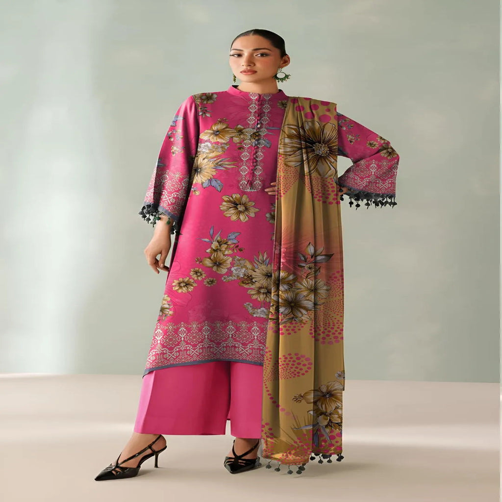 3 Pcs Women's Unstitched Printed Suit