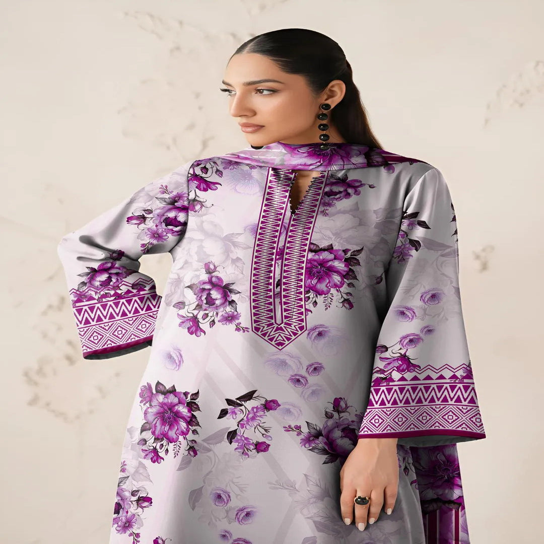 3 Pcs Women's Unstitched Printed Suit