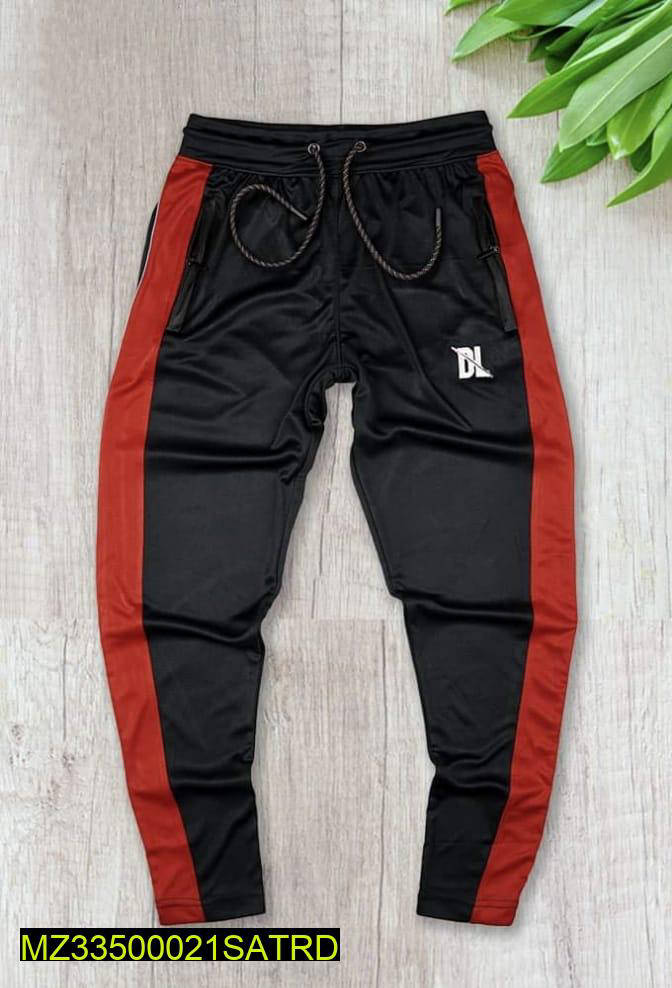 Men Slim Fit Printed Track Suit Black Red