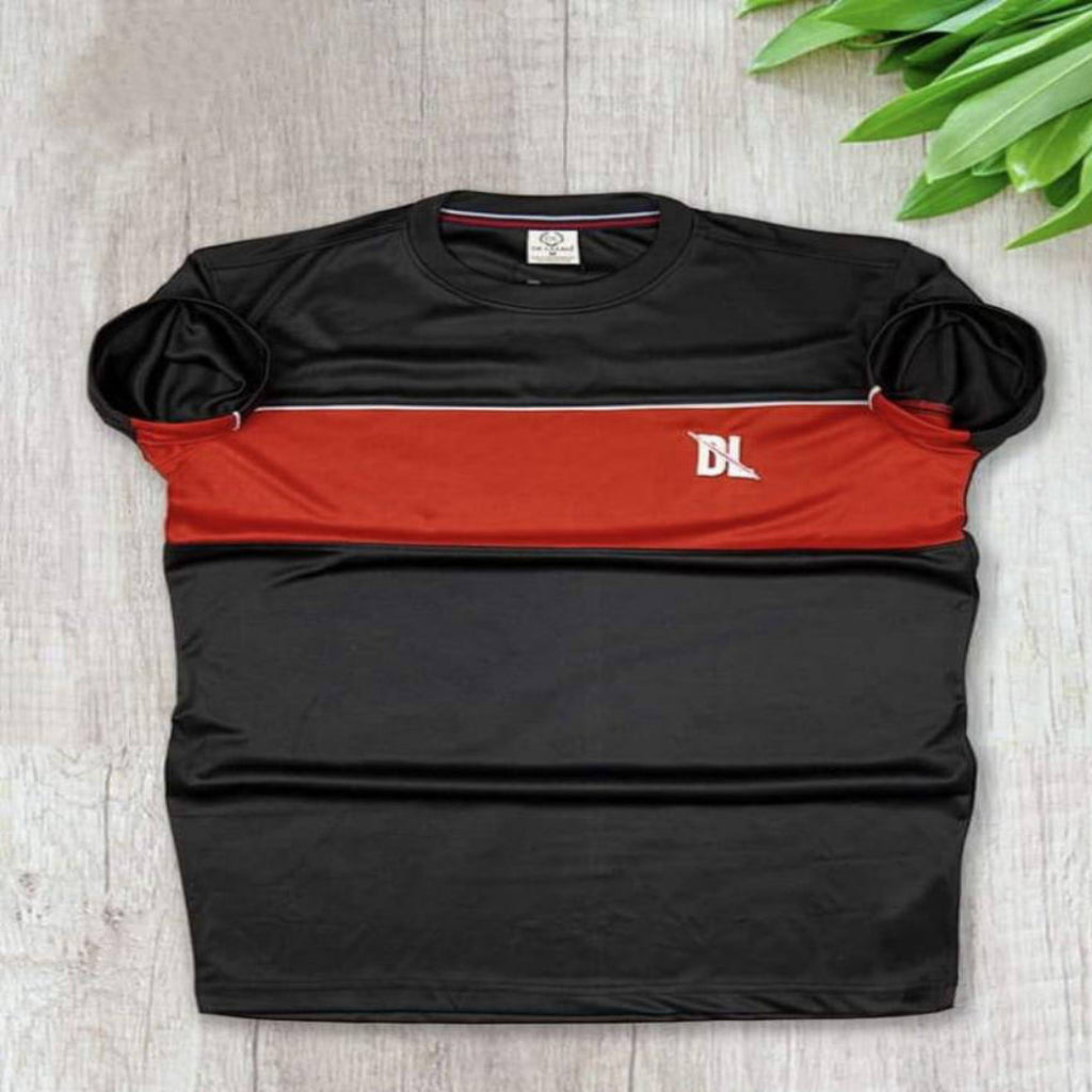 Men Slim Fit Printed Track Suit Black Red