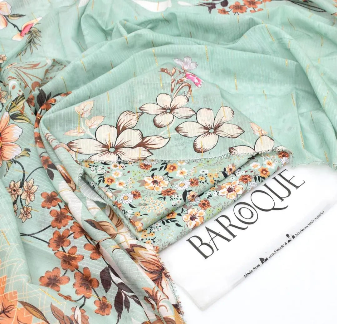 Lawn 3 Pcs Mint Green Embroidered Suit