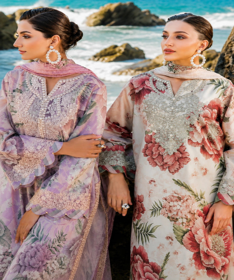 LAWN 3P Embroidered Floral Gown Set for Women