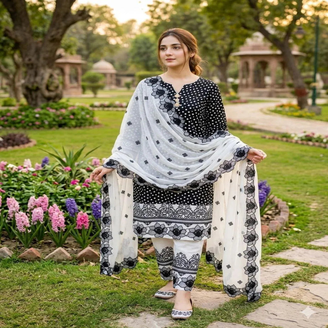 3 Pcs Women's Unstitched Digital Print Suit