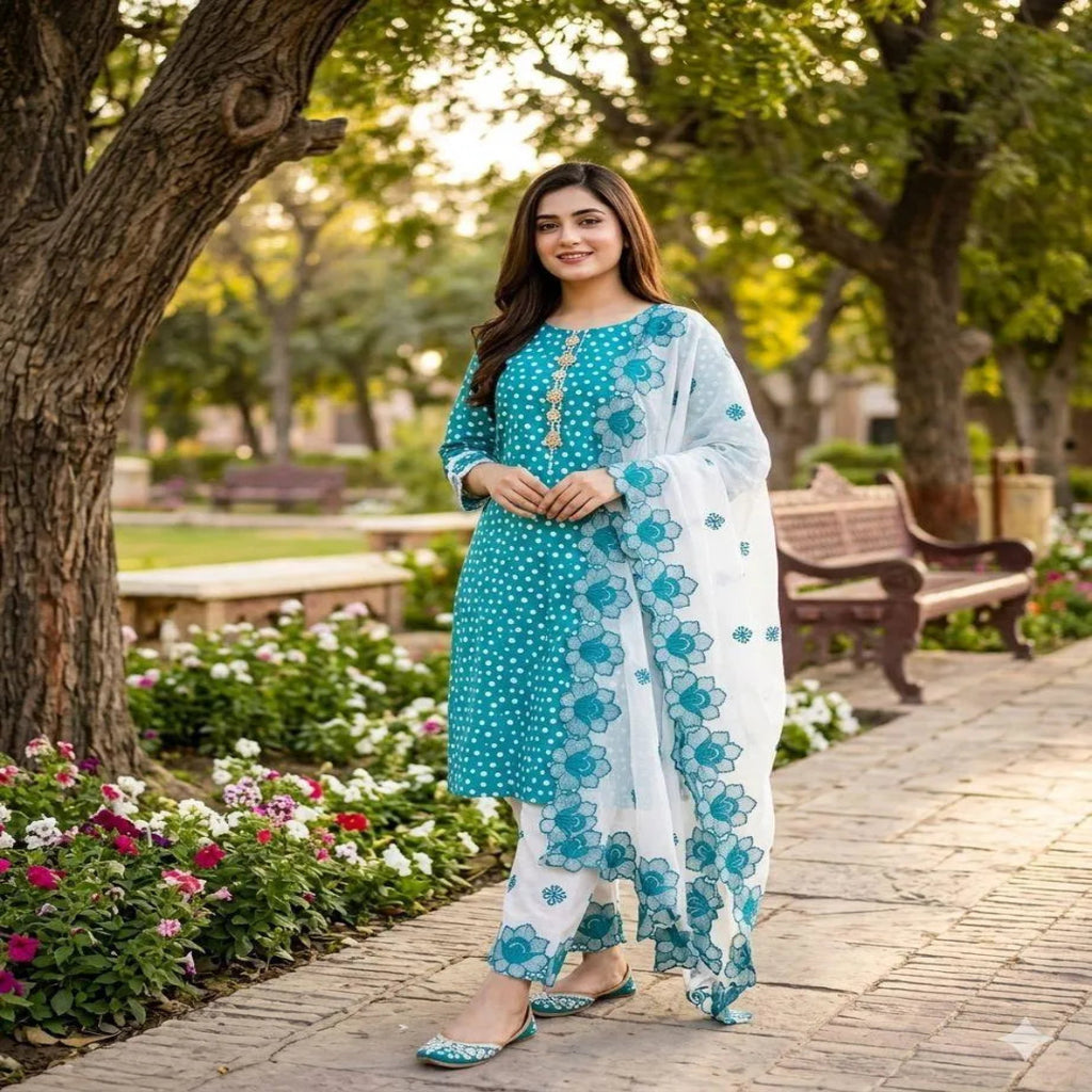 3 Pcs Women's Unstitched Digital Print Suit