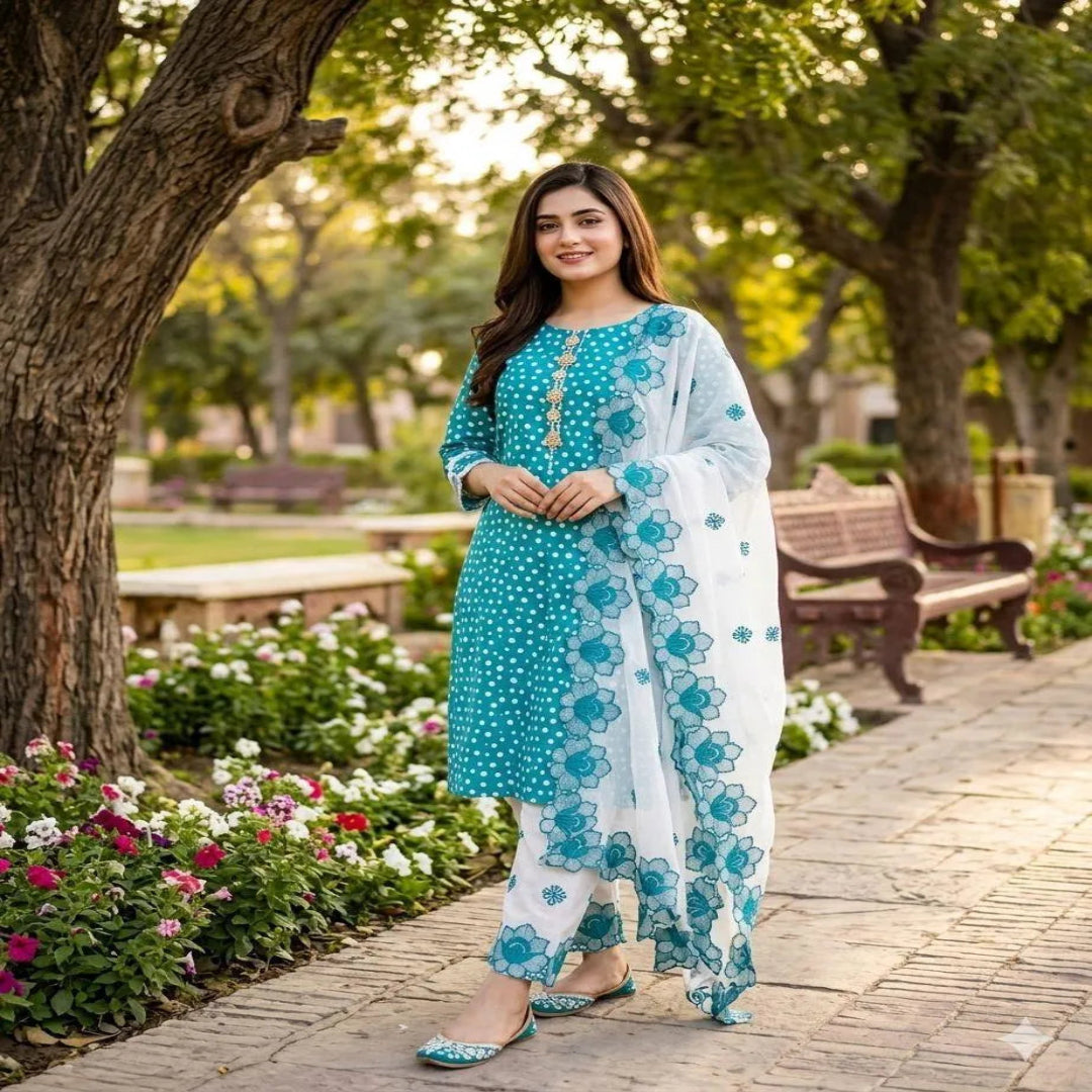 3 Pcs Women's Unstitched Digital Print Suit