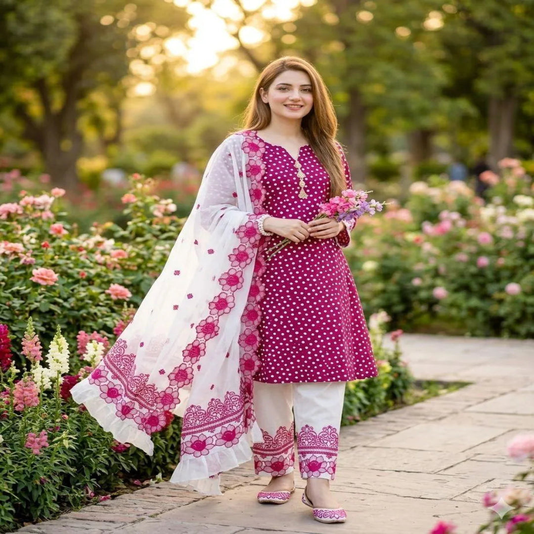 3 Pcs Women's Unstitched Digital Print Suit