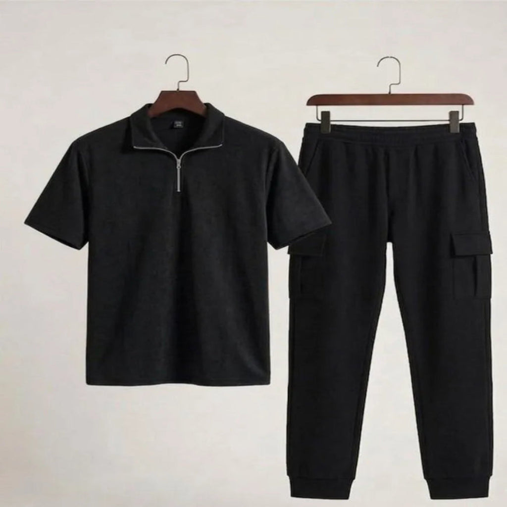 2 Pcs Men's Dri Fit Plain Ziper Track Suit