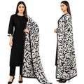 Katan Silk 3-Piece Suit for Women | Unstitched Plain Shirt & Trouser with Heavy Winter Silk Shawl